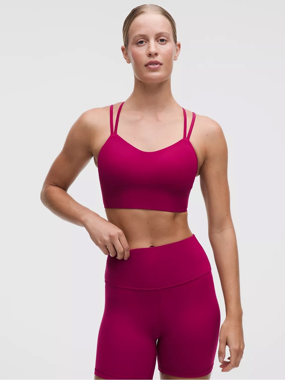 lululemon athletica Double-Strap Longline Sports Bra in Fuchsia
